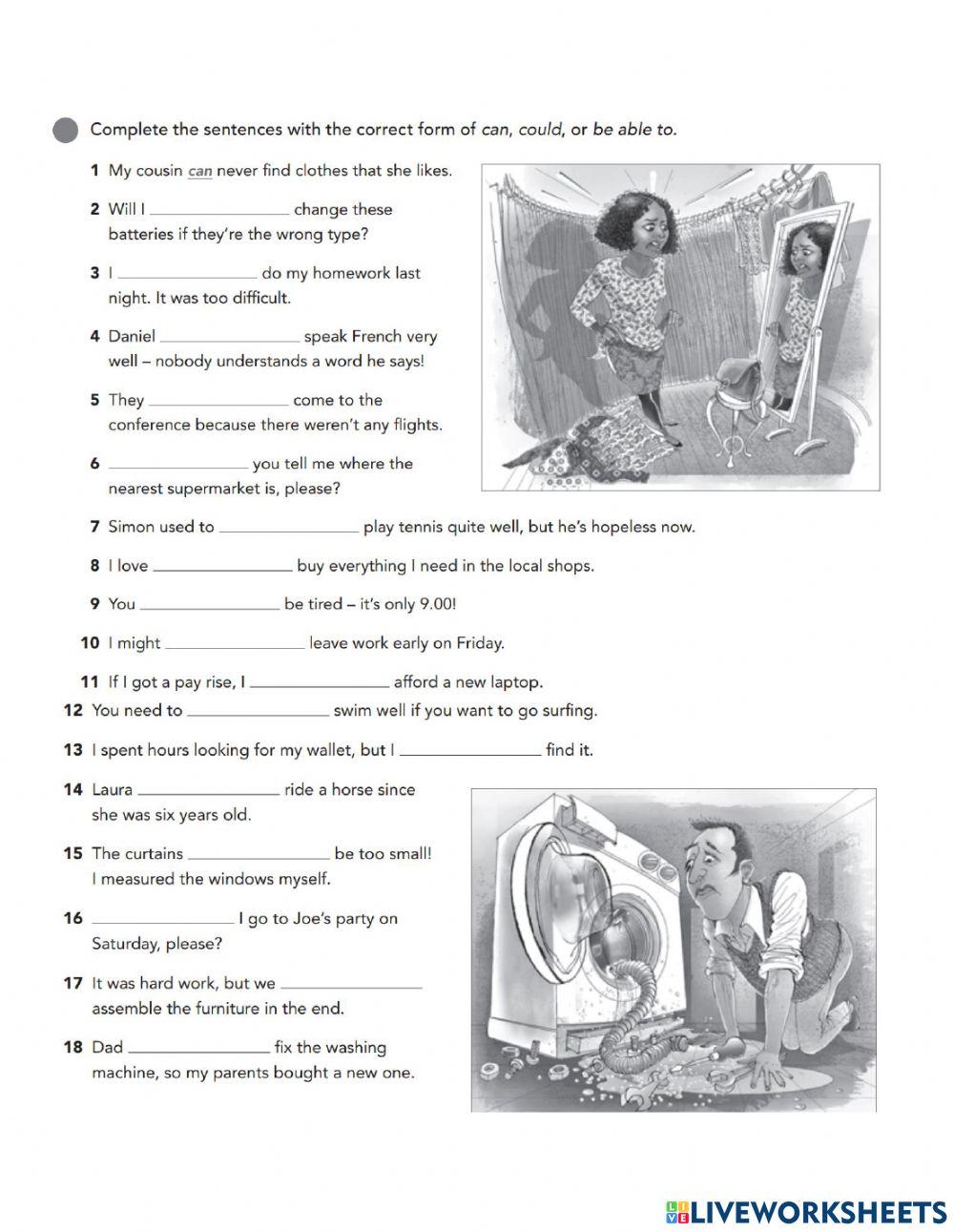 Modal verbs (can-could-be able to)