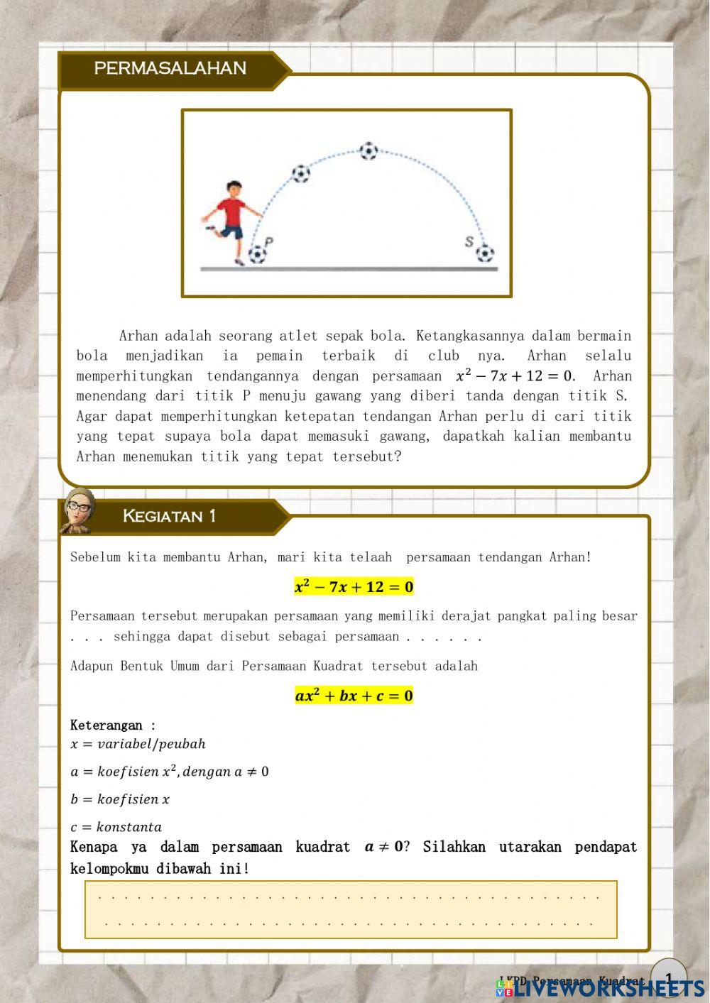 LKPD Persamaan Kuadrat