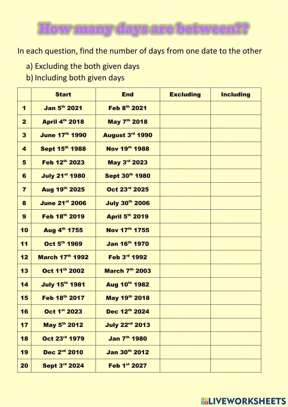 WW Time duration - days