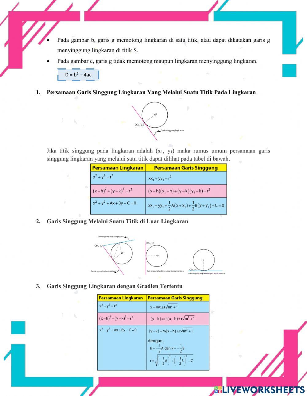 Persamaan Lingkaran dan PGS Lingkaran
