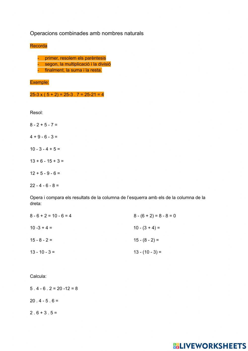 Oprecaions combinades