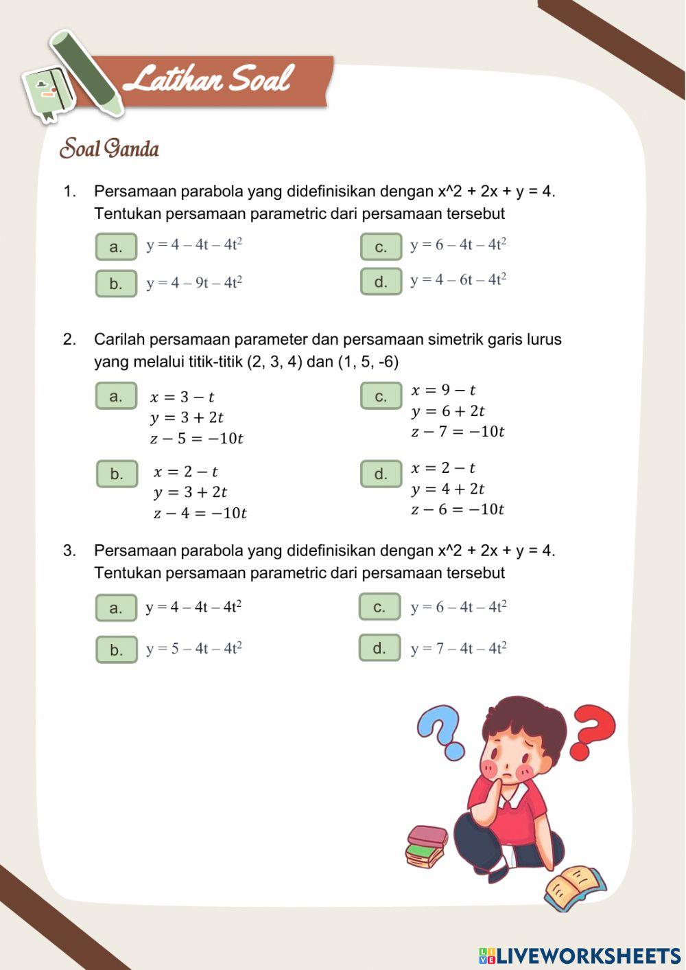 Persamaan Parametrik 1 dan 2 dan Garis Singgungnya
