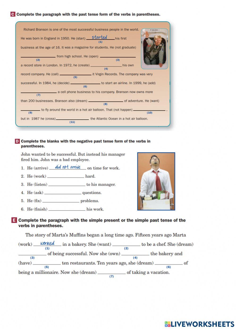 Simple past regular verbs