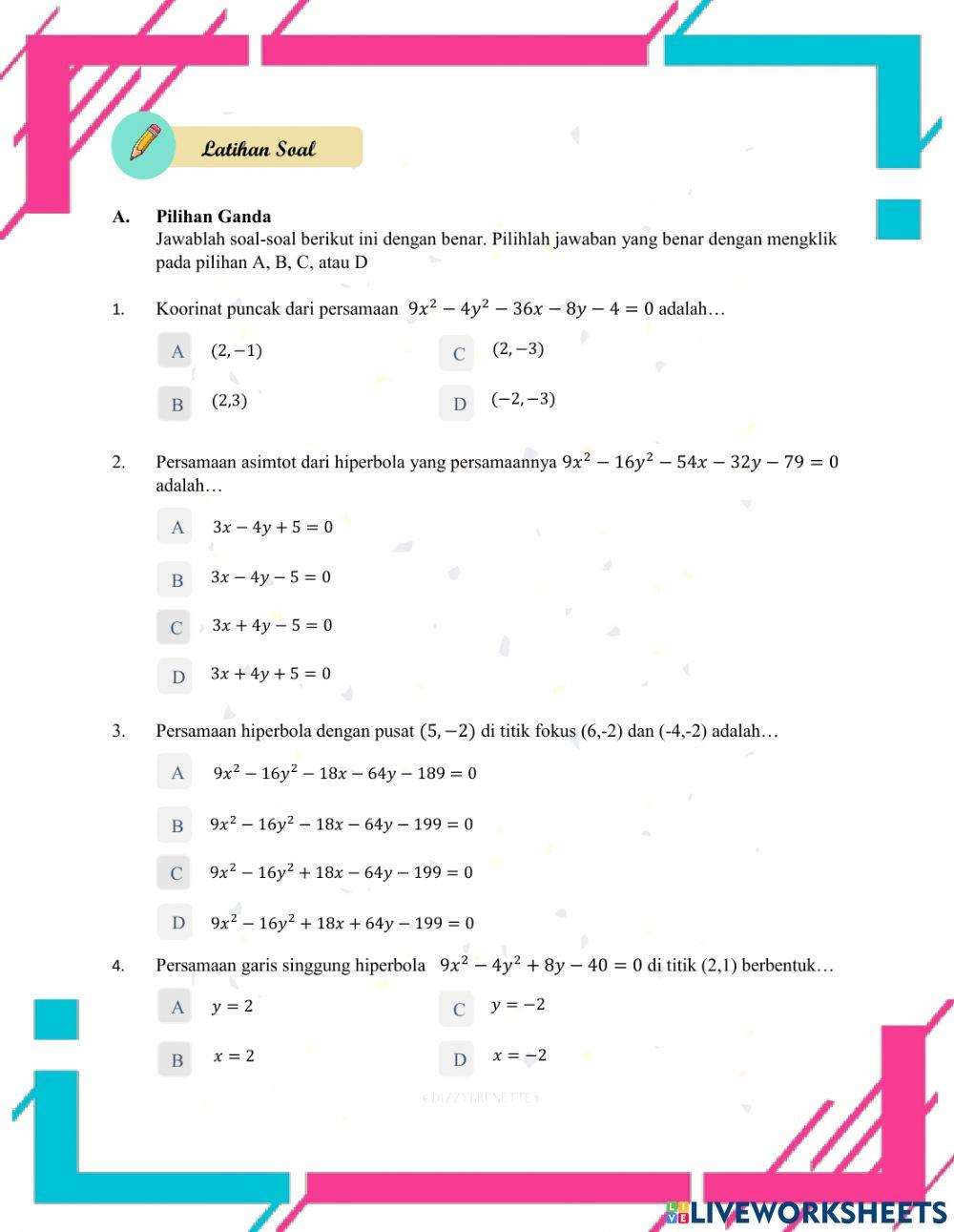 Persamaan Hiperbola dan PGS Hiperbola