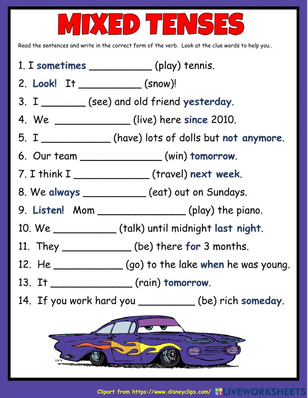 2332950 Mixed Tenses estherlee76 LiveWorksheets