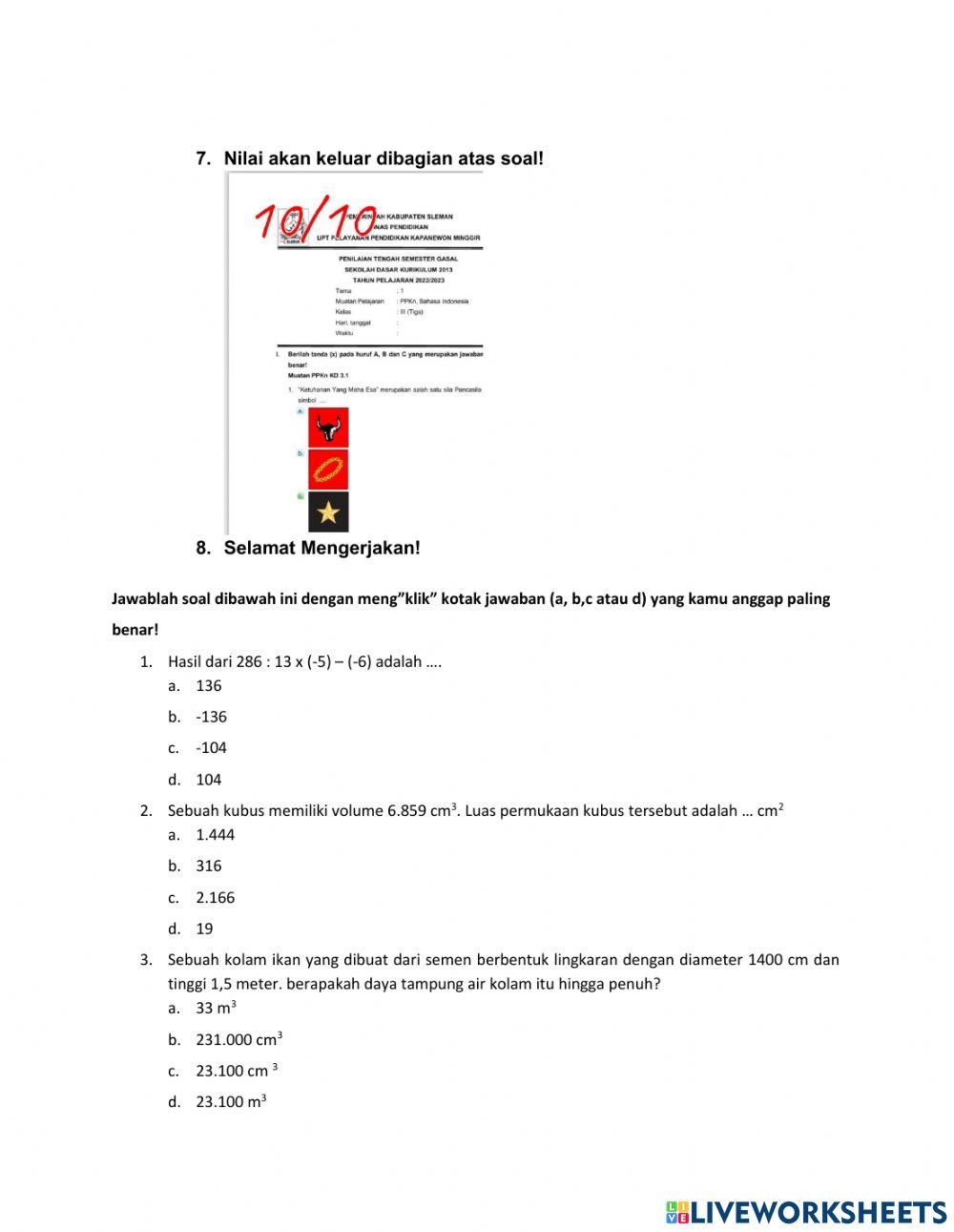 Latihan soal ASPDBK Kelas 6