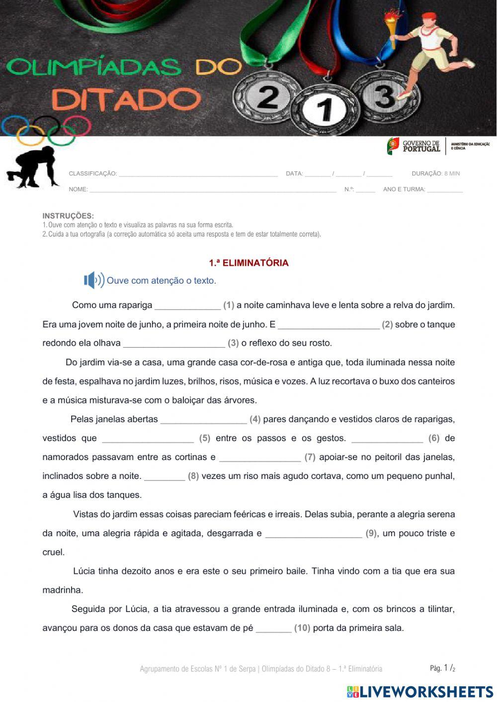 Olimpíadas do Ditado 8-1.ª eliminatória