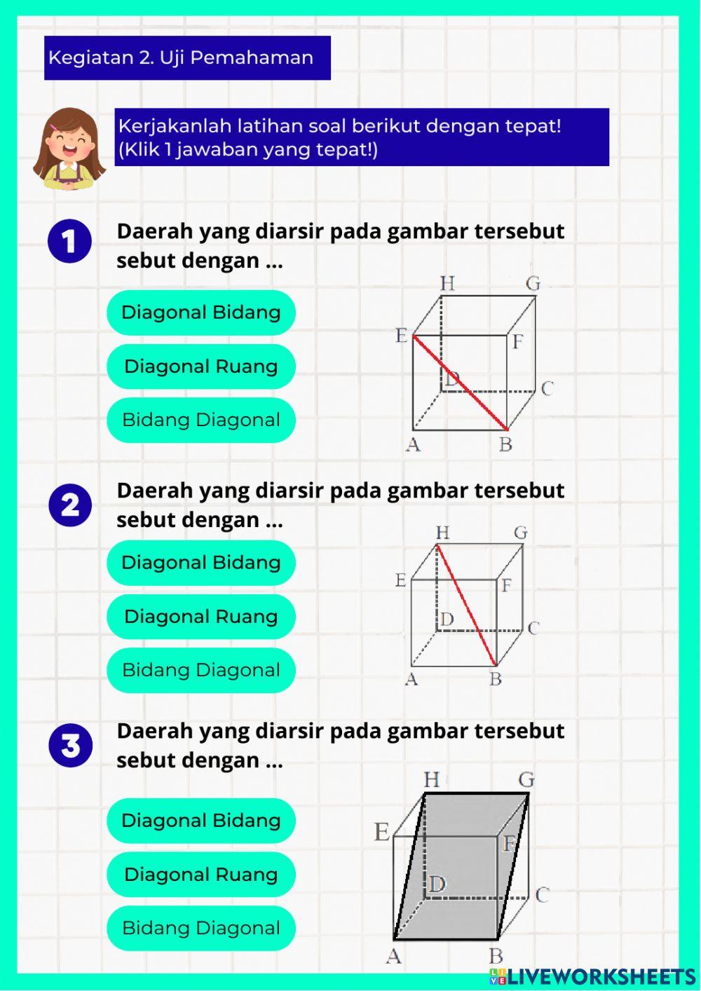 LKPD Hubungan Antardiagonal bidang, diagonal ruang dan bidang diagonal