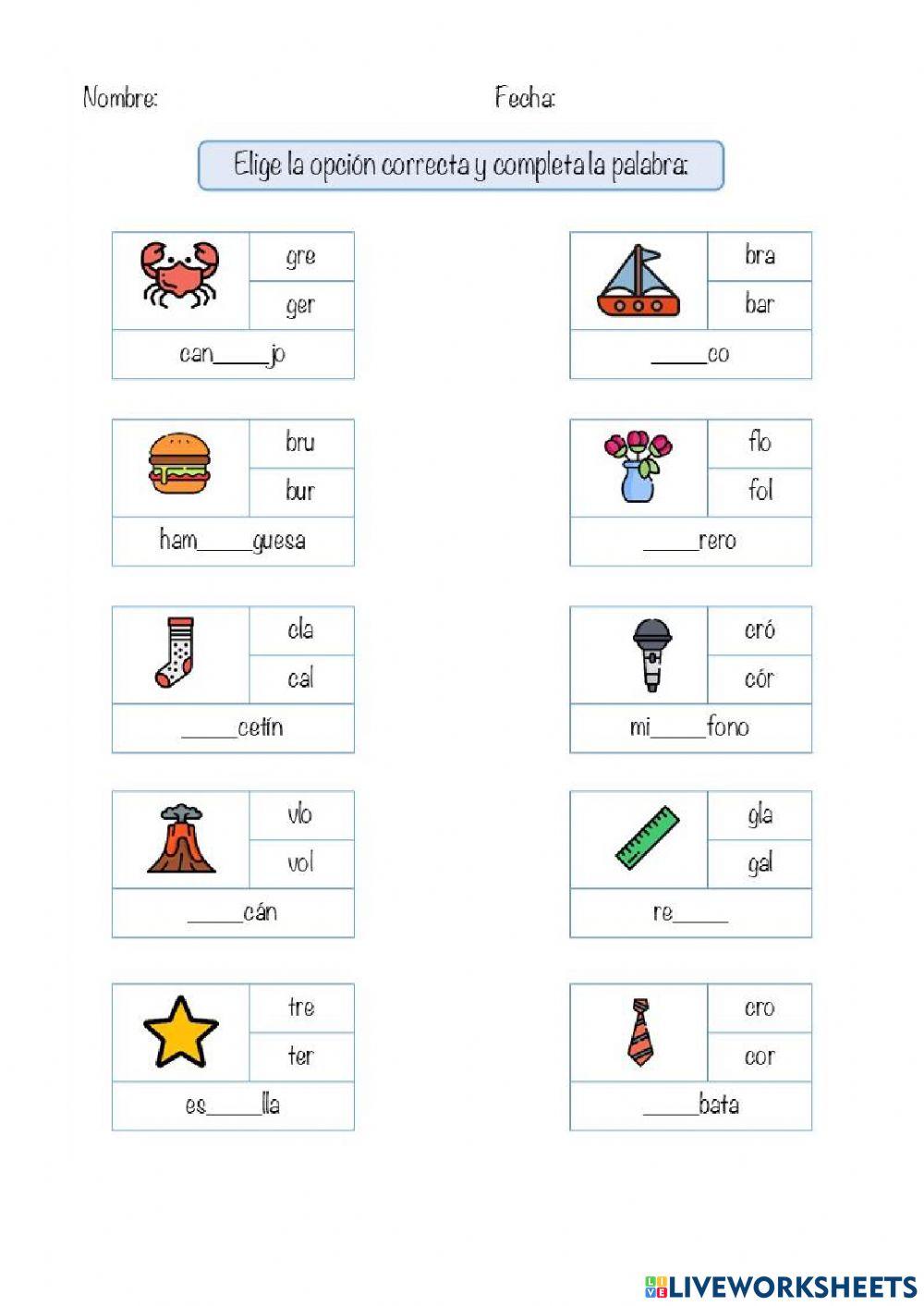 Silabas trabadas o mixtas