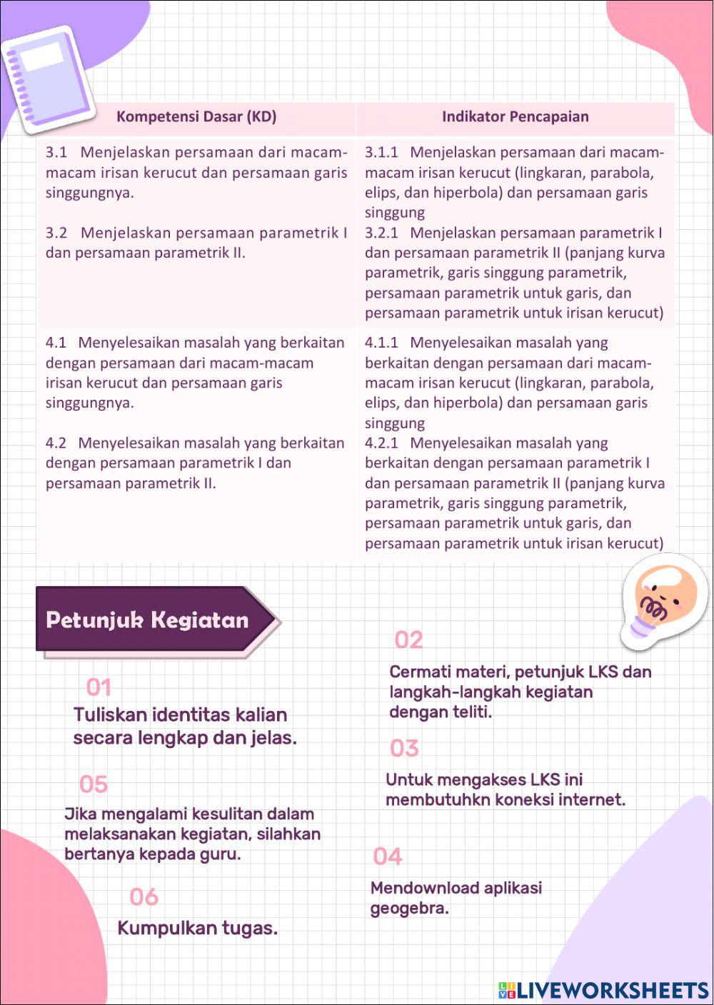 Irisan Kerucut dan Persamaan Parametrik