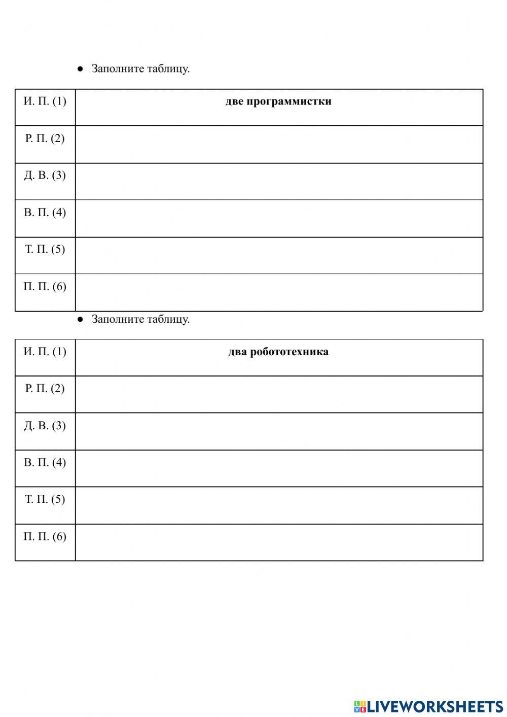 Склонение числительных (один и два)