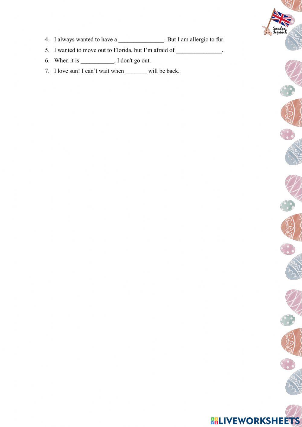 Vocabulary - Animals and Weather