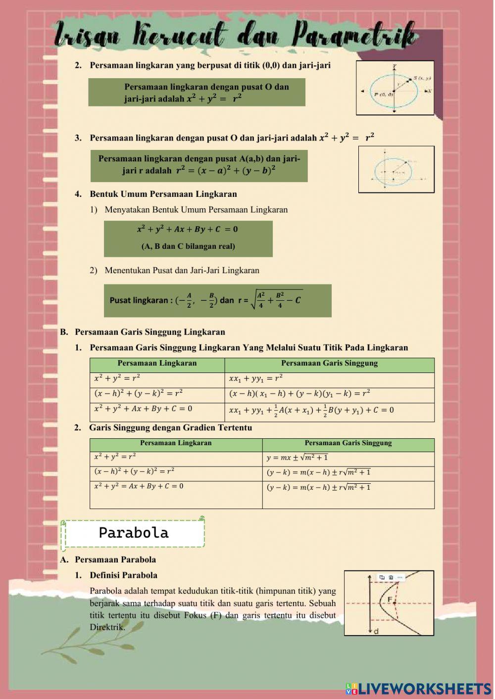 Irisan kerucut dan persamaan parametrik