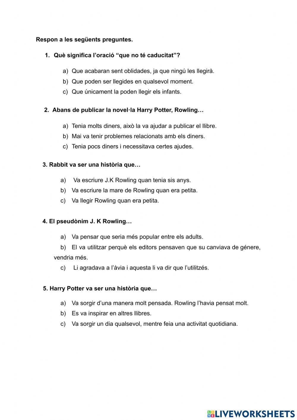 Què en saps de Harry Potter?