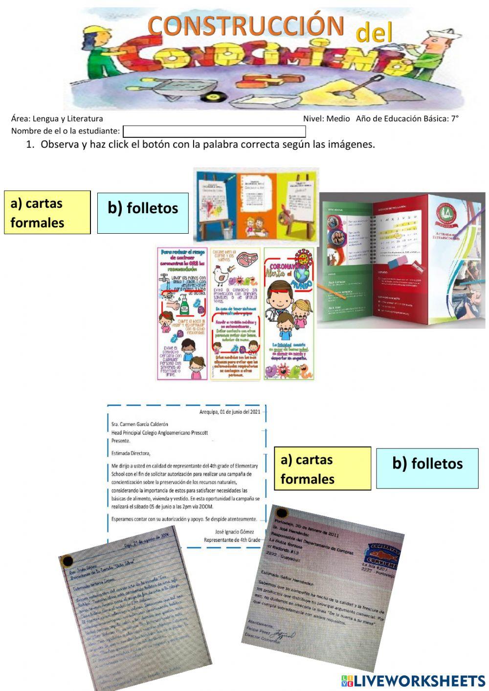 Cartas formal y folleto