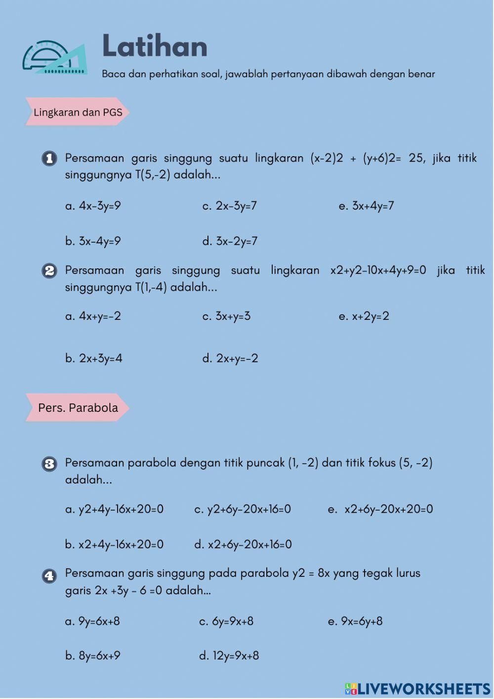 LKS Irisan Kerucut dan Persamaan Parametrik