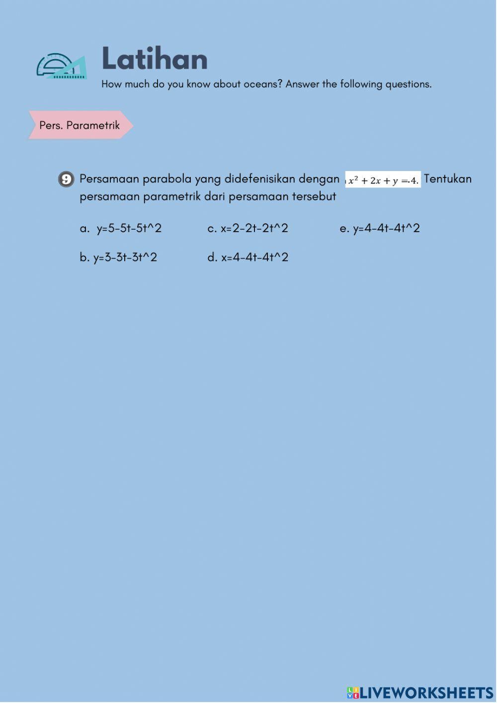 LKS Irisan Kerucut dan Persamaan Parametrik