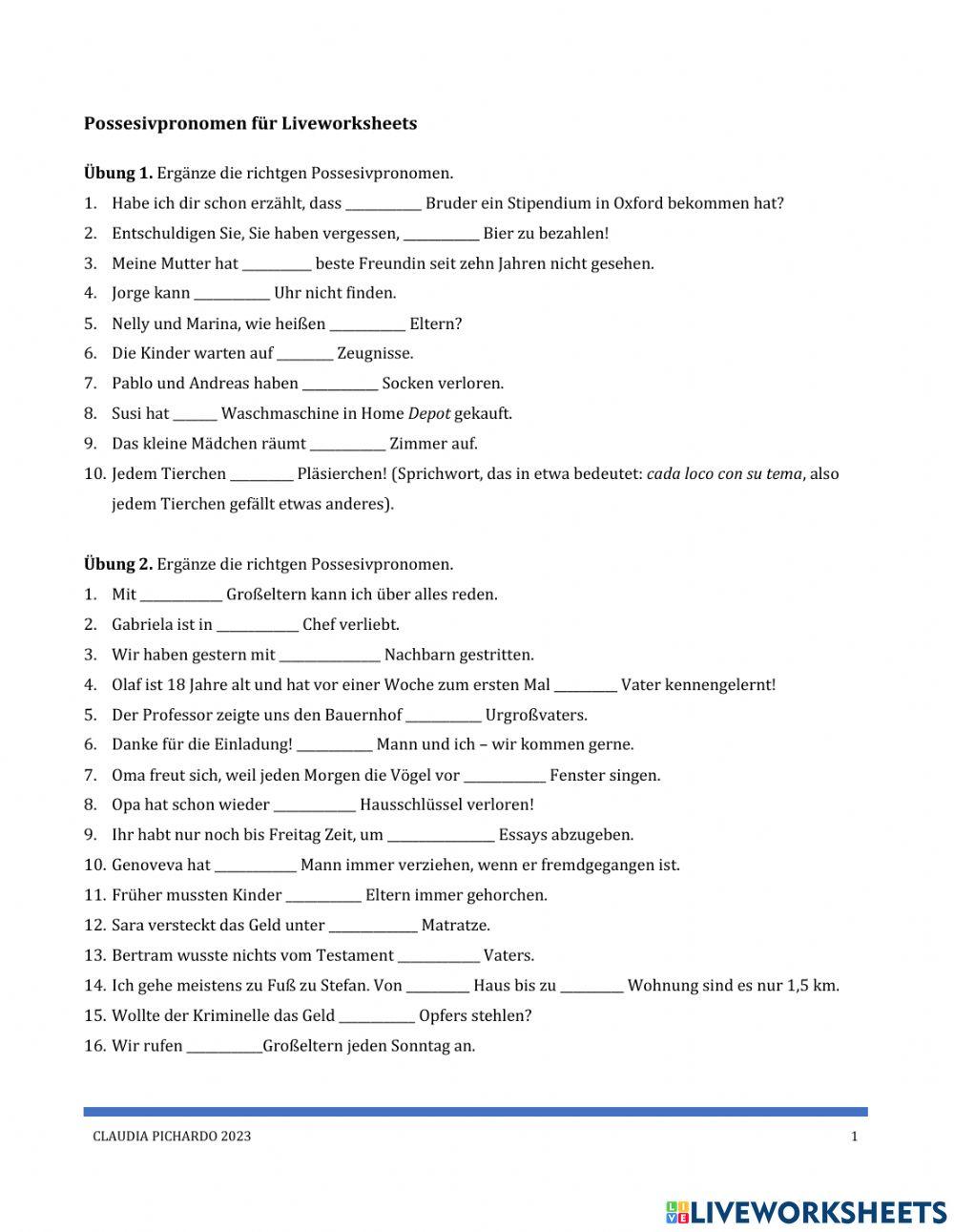 Possesivpronomen ab B1