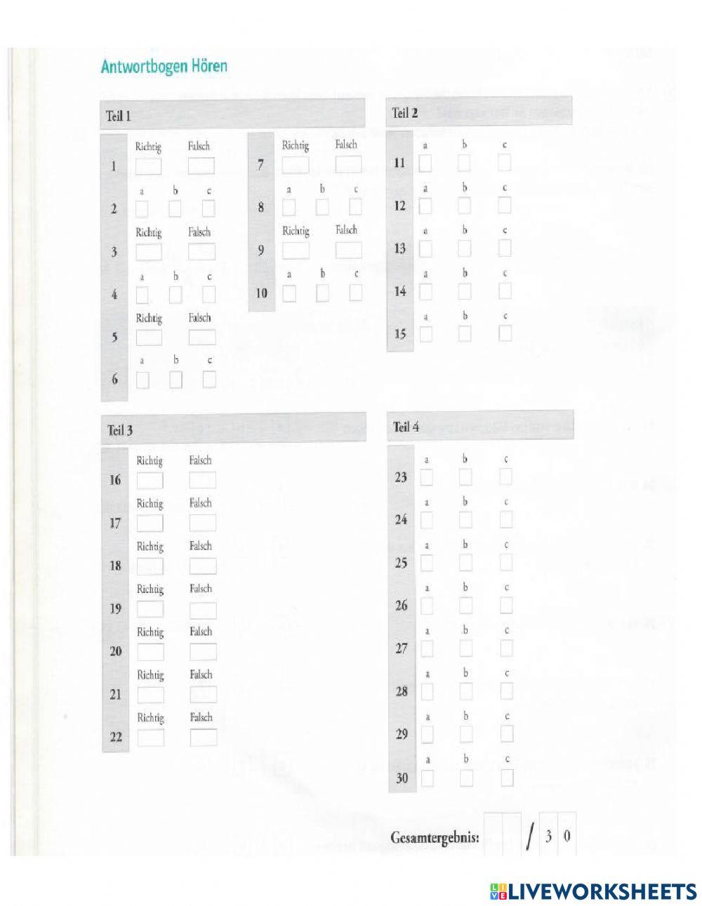 B1 Antwortbogen Hören (MT4 Mit Erfolg)