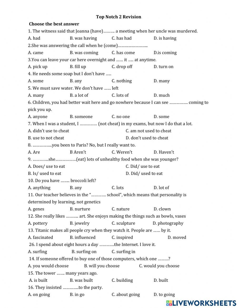 TN2 - Unit 6-10 review