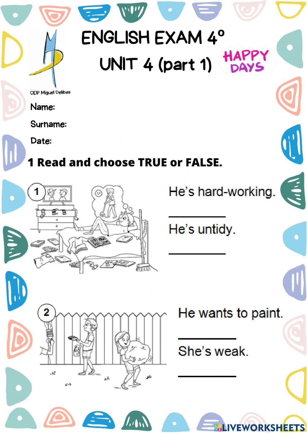 Exam 4º UNIT 4 (part 1)