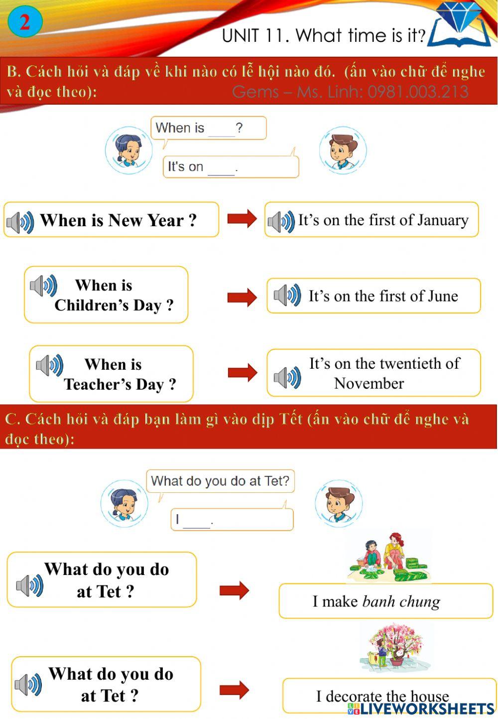 G4-Unit 15 : When's Children's Day ?