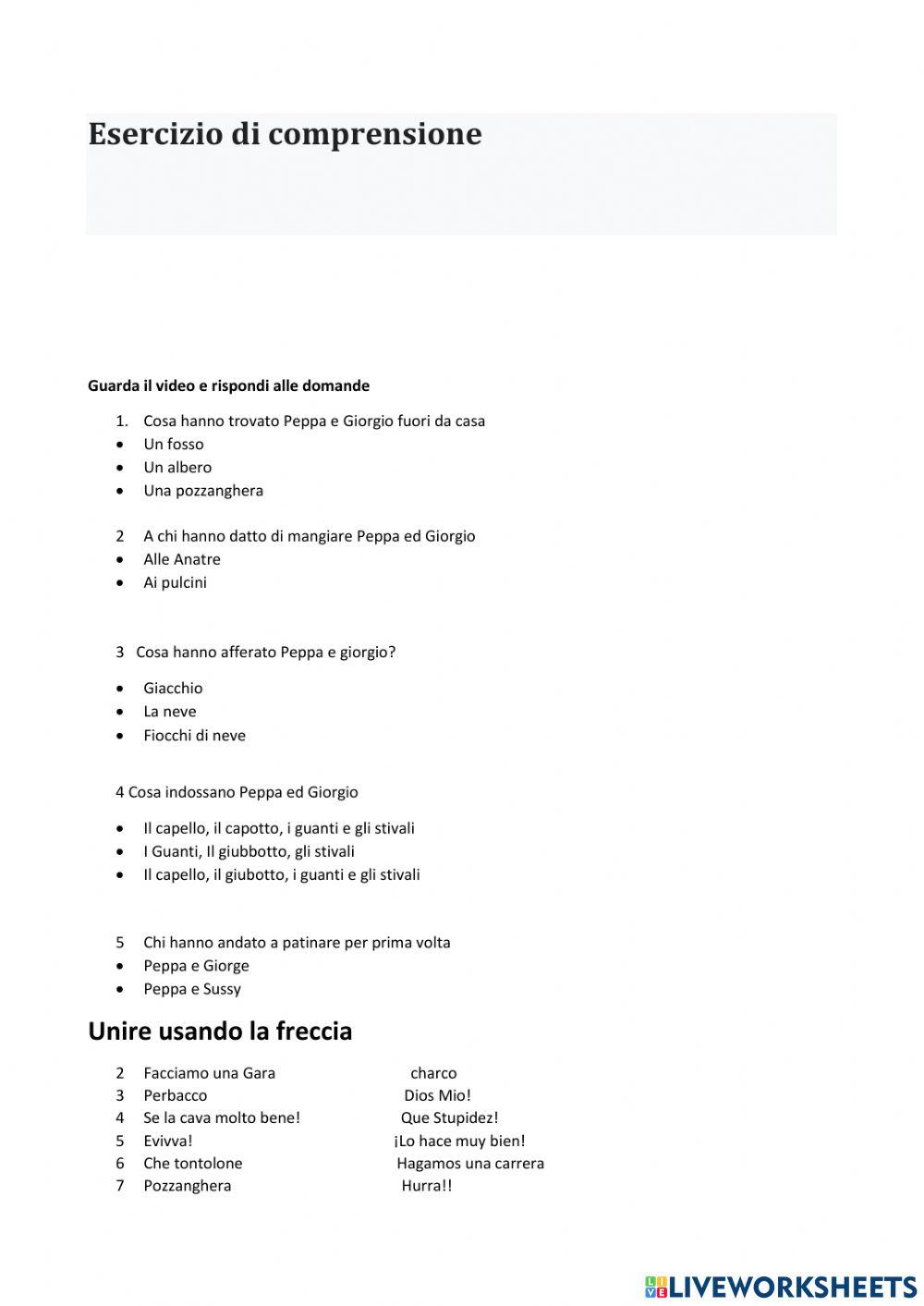 Esercizi di comprensione