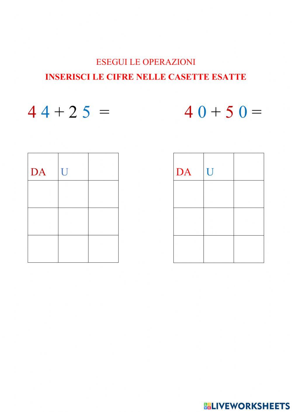 Svolgi i  diversi esercizi
