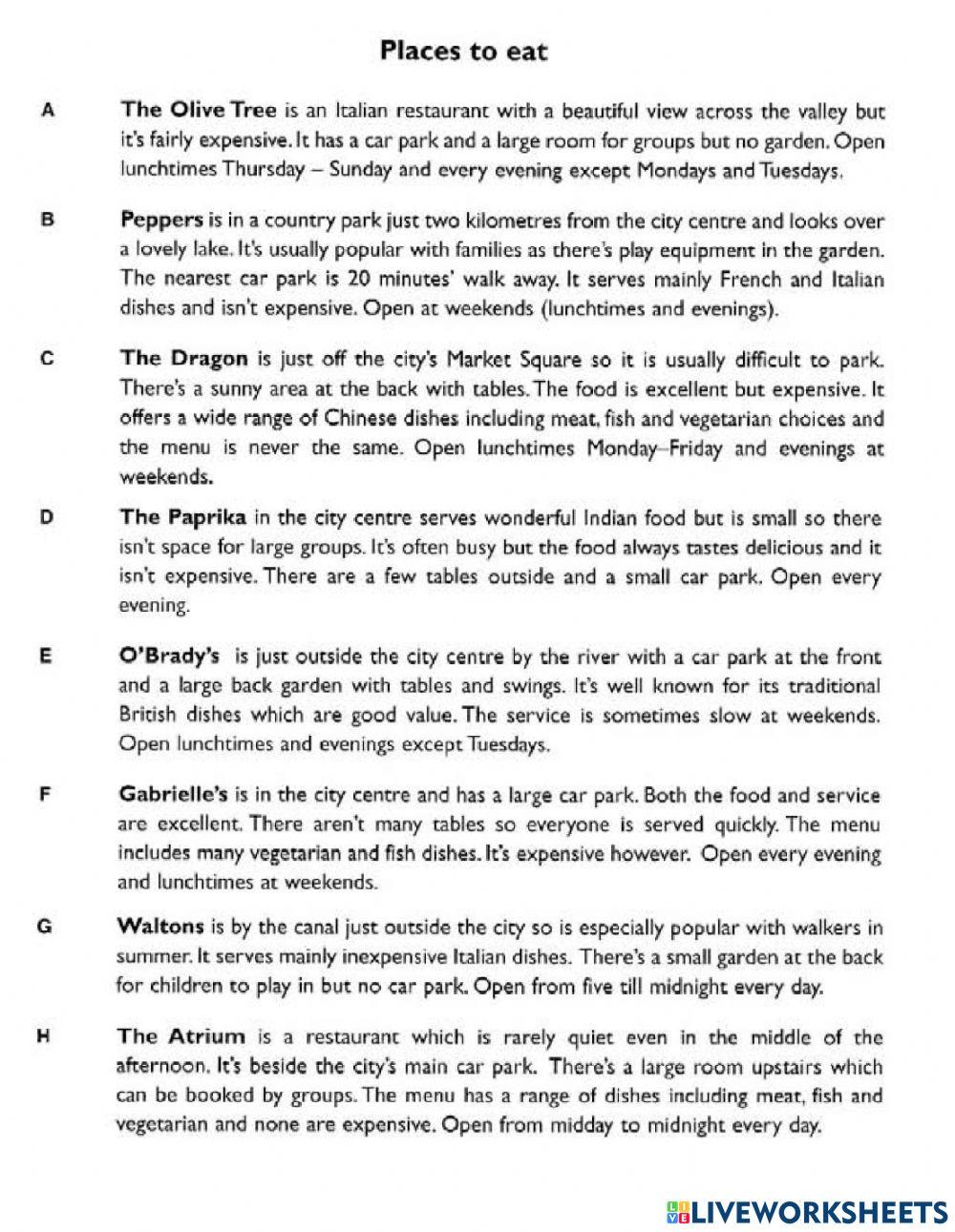 READING PET B1 PRELIMINARY ENGLISH TEST