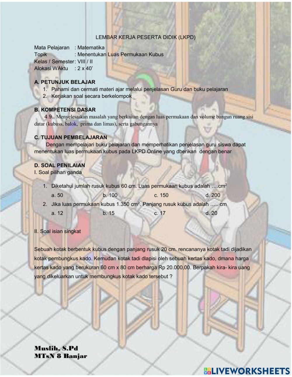 LKPD Luas Permukaan Kubus