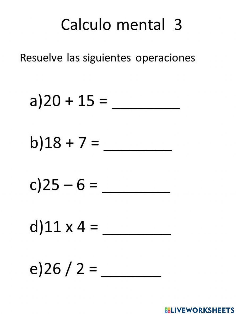 Calculo mental 3