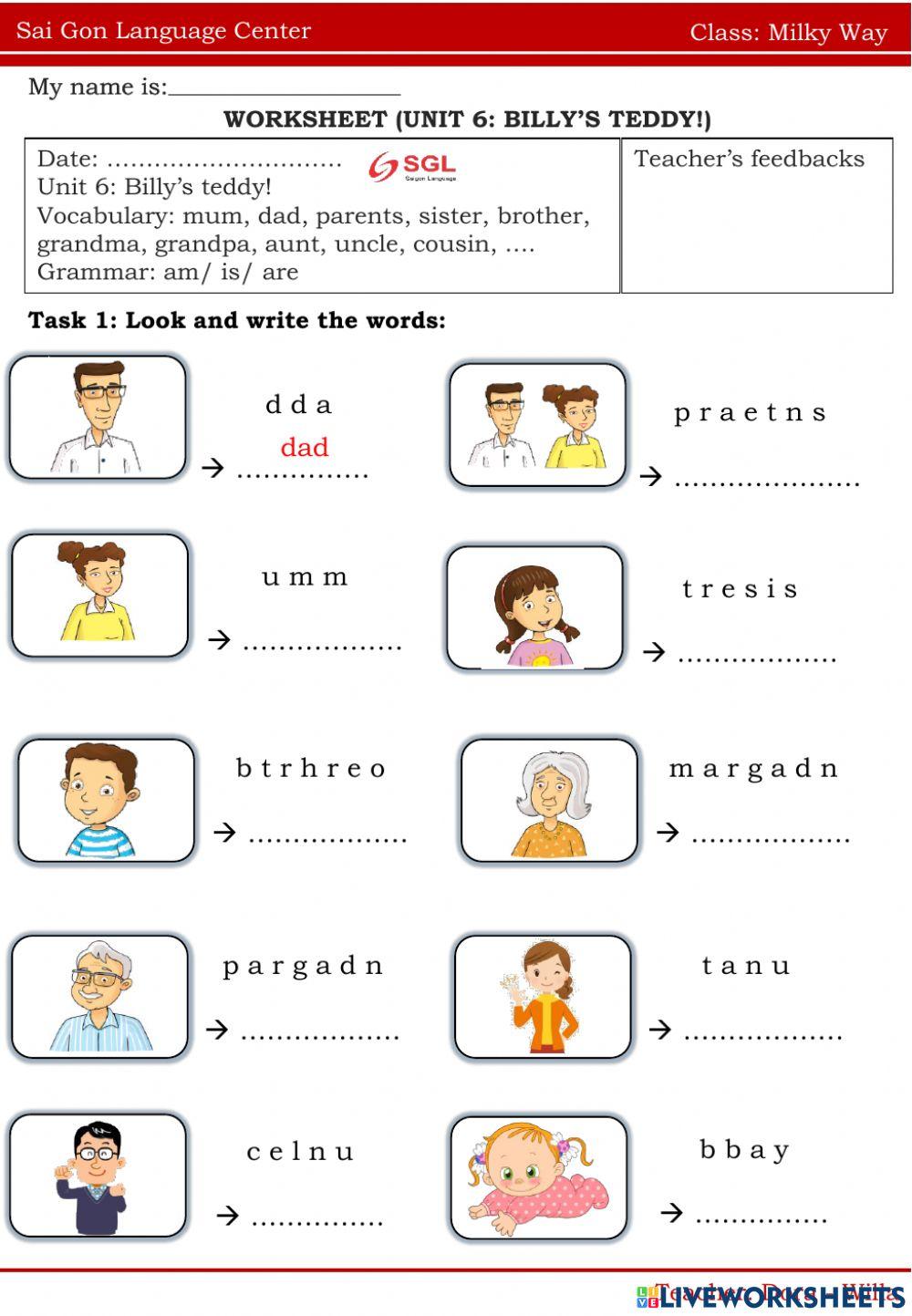Billy #39 s Teddy online worksheet for Class: Milky Way Live Worksheets