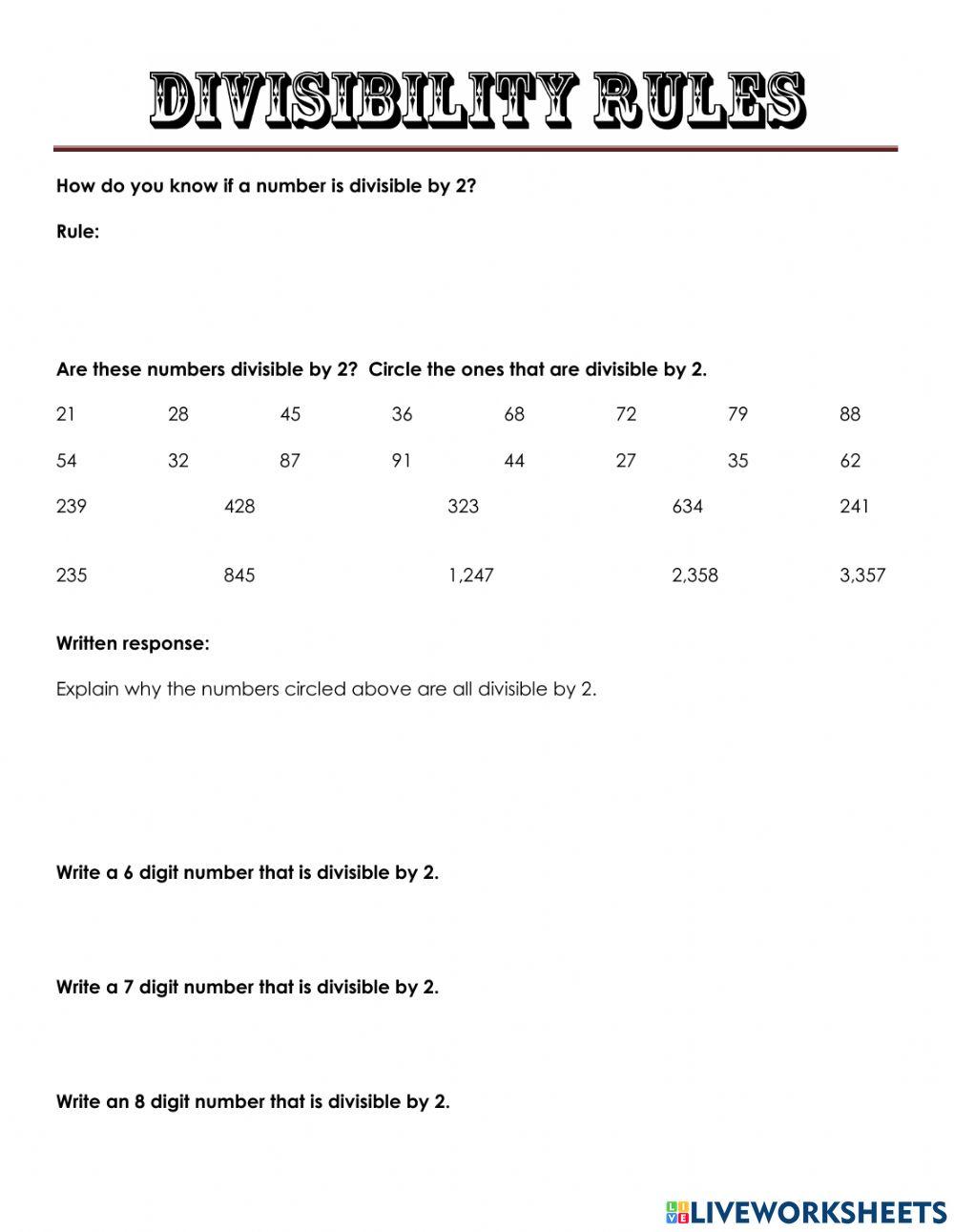 Divisibility Rules