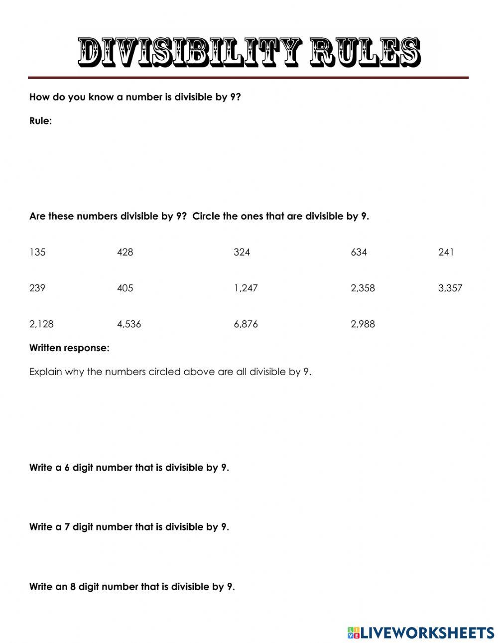 Divisibility Rules