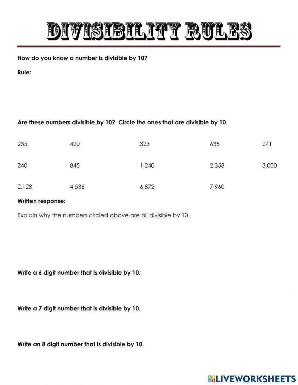 Divisibility Rules