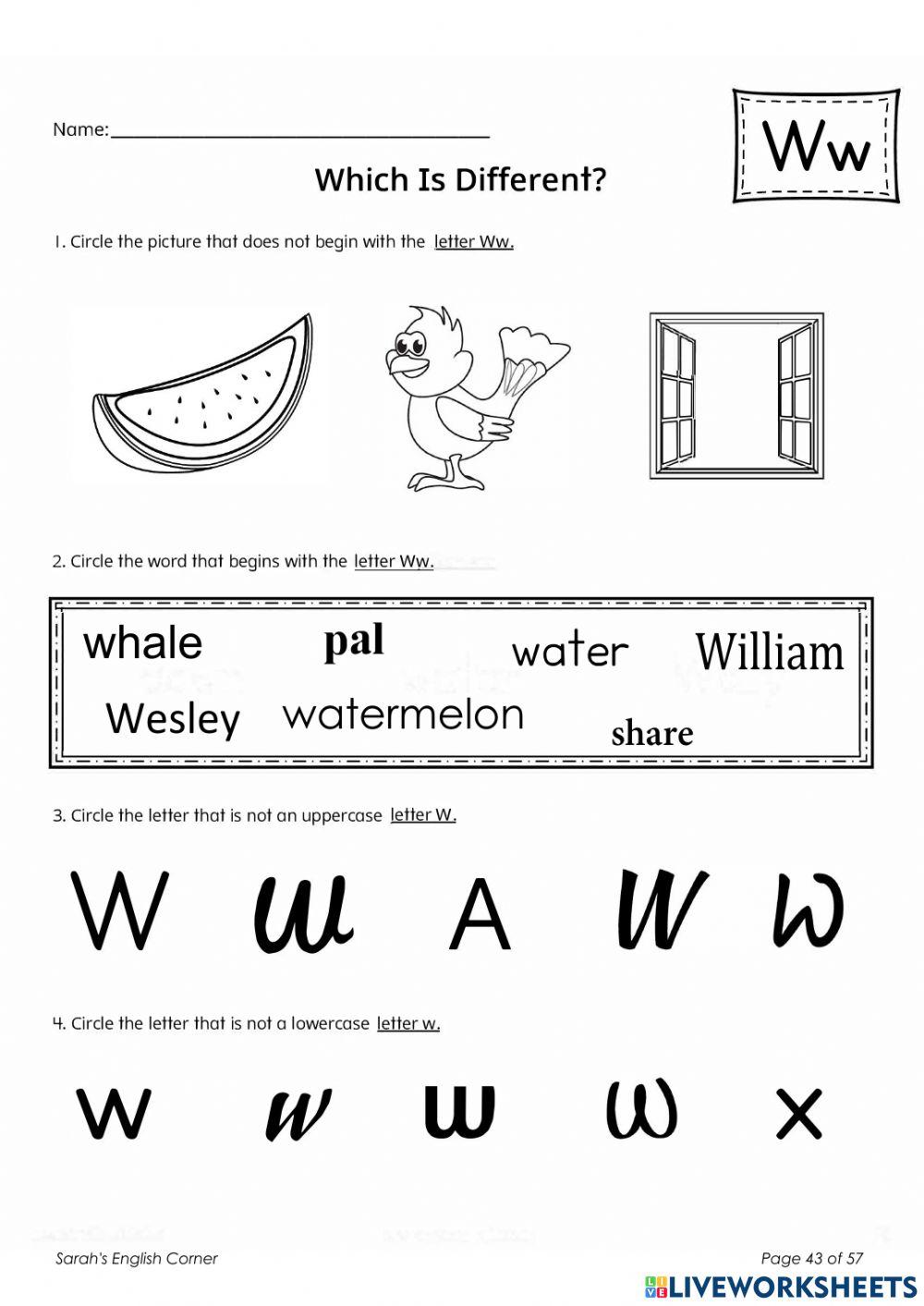 Phonics Ww interactive worksheet Live Worksheets