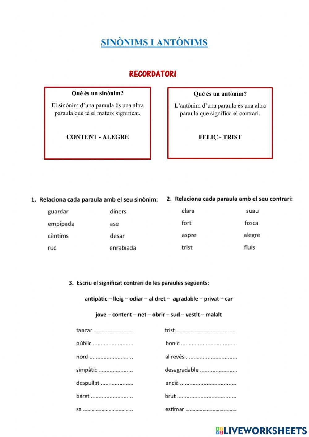 Sinonims i Antònims