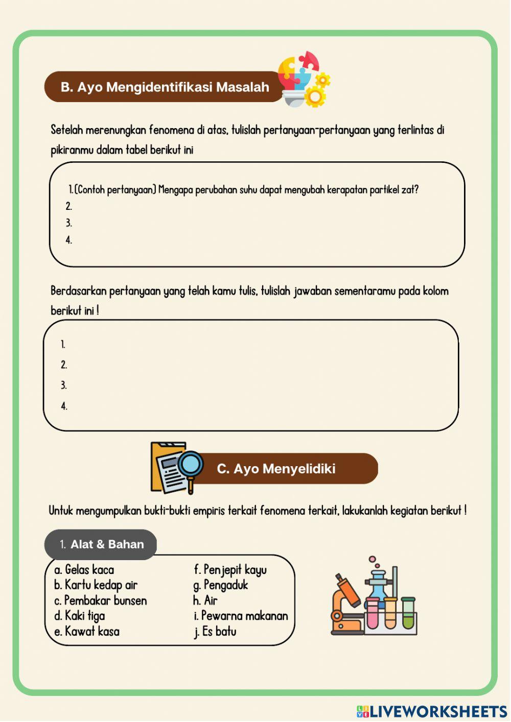 Worksheet Pengaruh Kalor terhadap Density