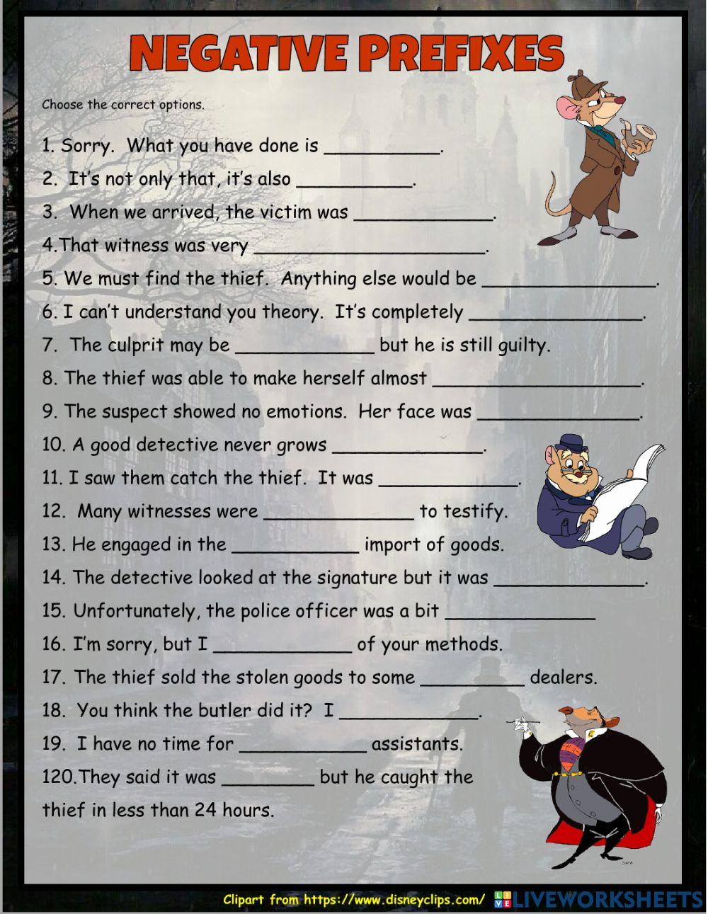 Negative Prefixes Worksheets Negative Prefixes Worksheets