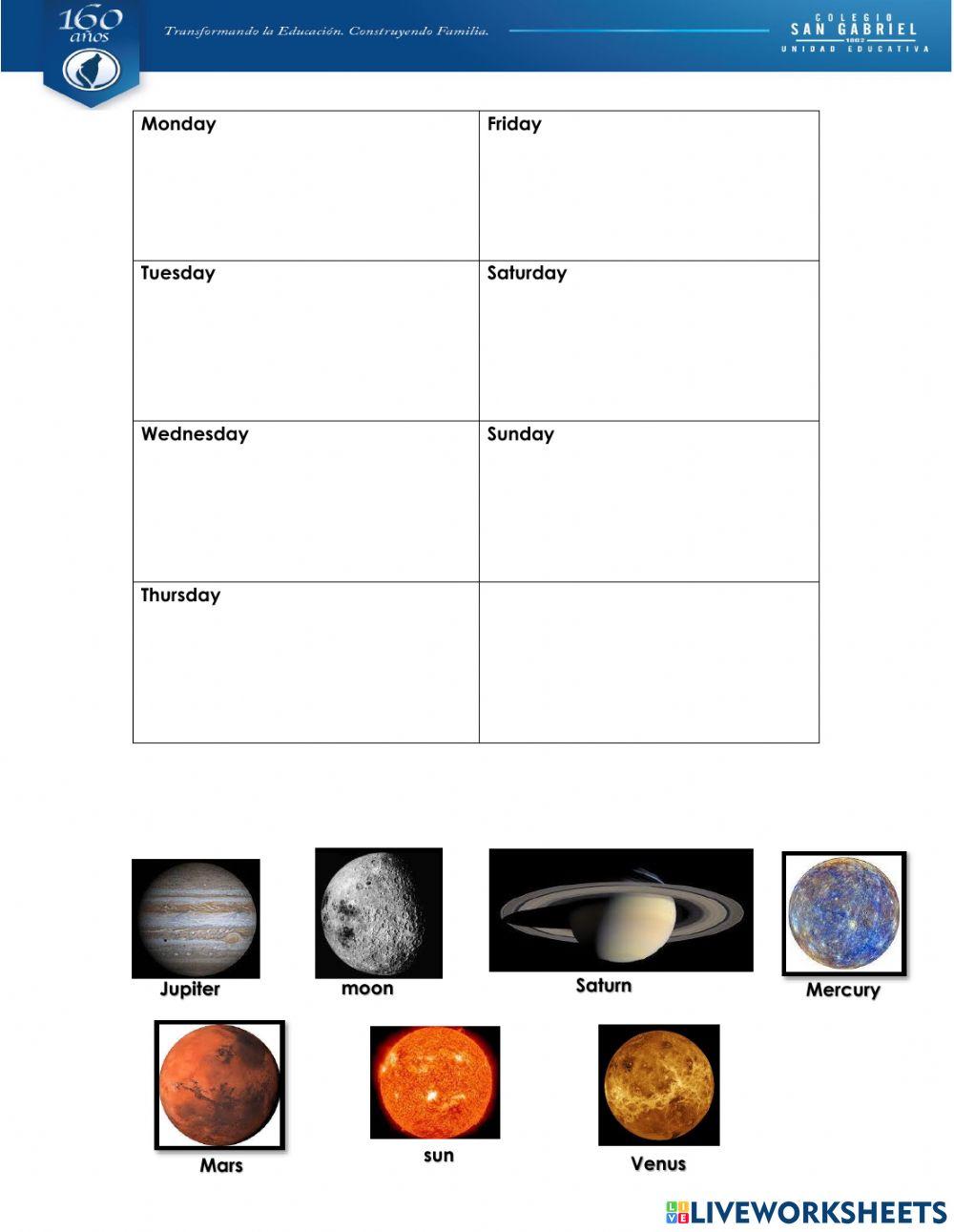 Feelings and days of the week