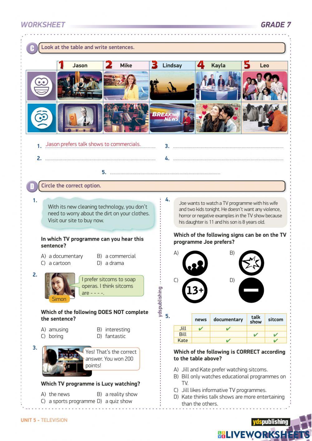 Unit 5 television revision
