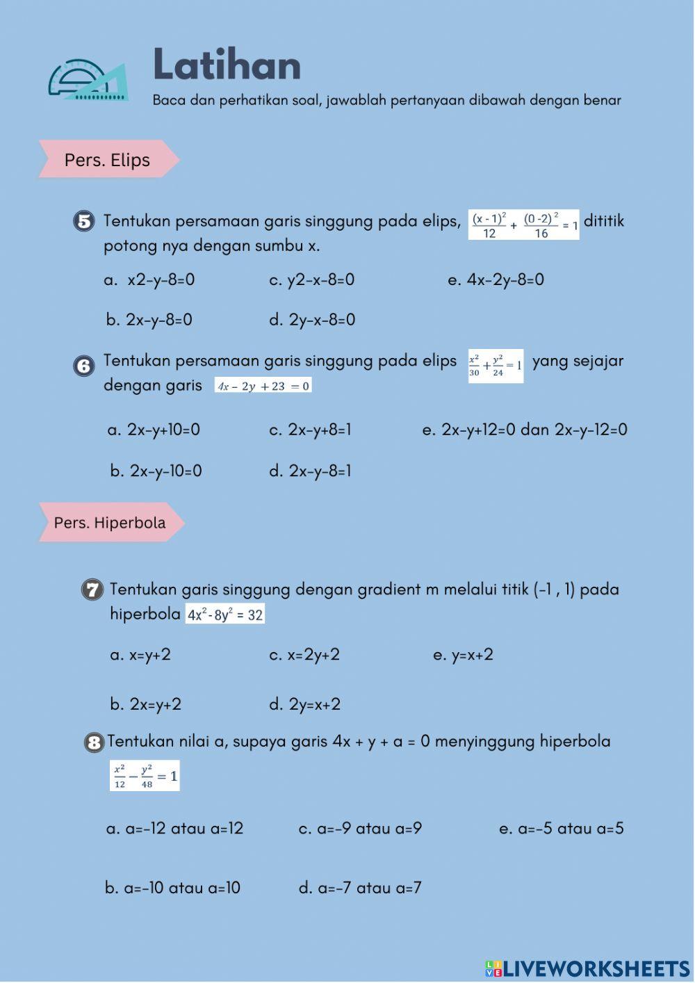 LKS Irisan Kerucut dan Persamaan Parametrik