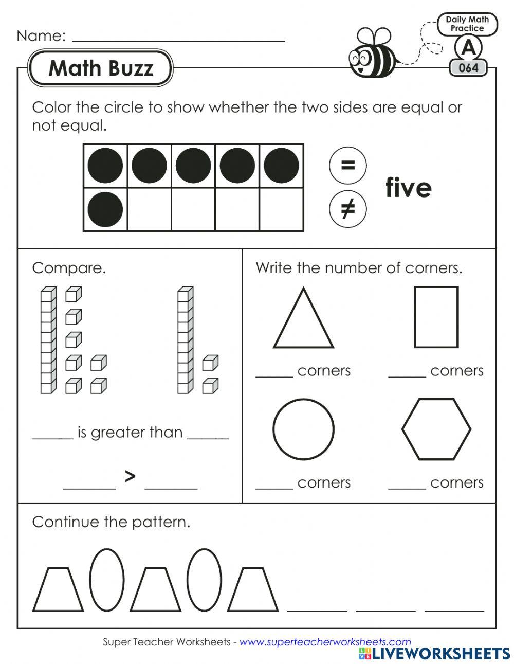 daily math buzz online exercise for Live Worksheets