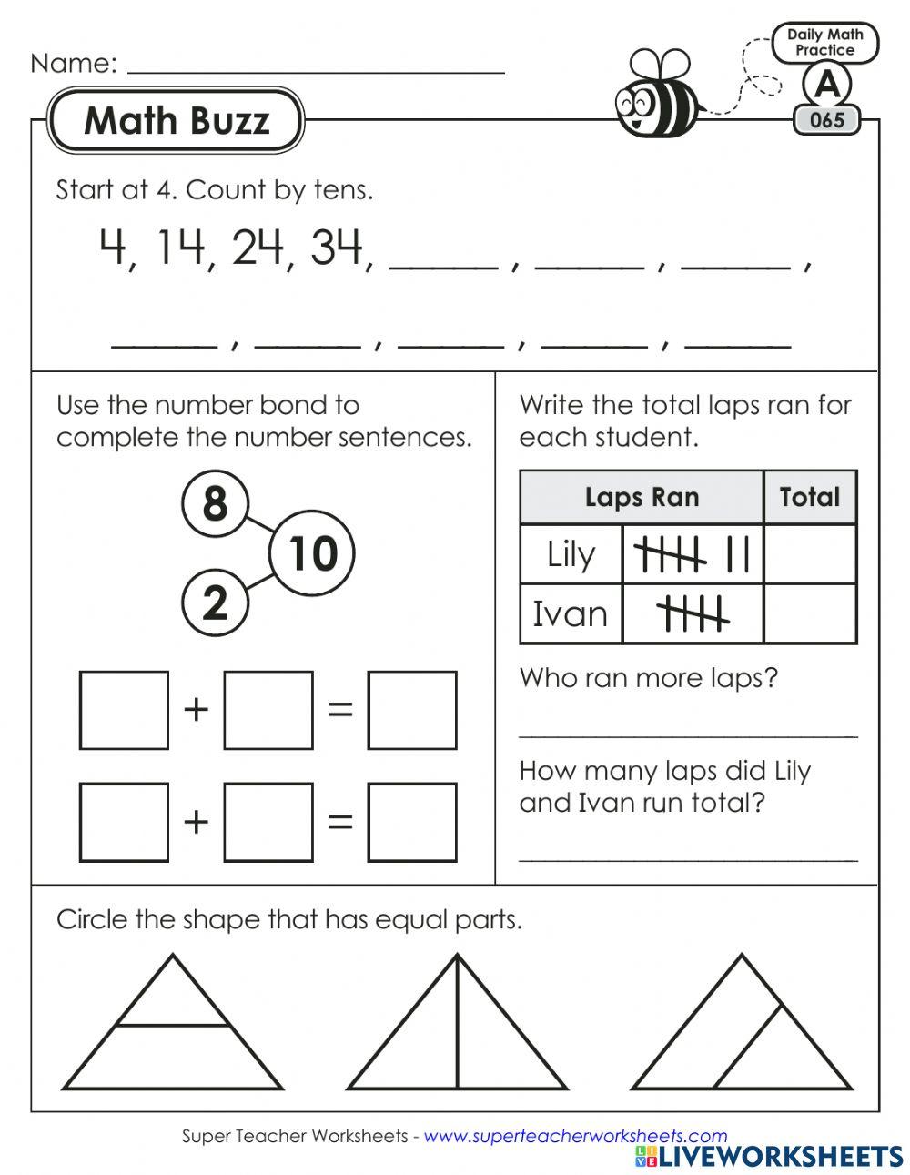 daily math buzz online exercise for Live Worksheets