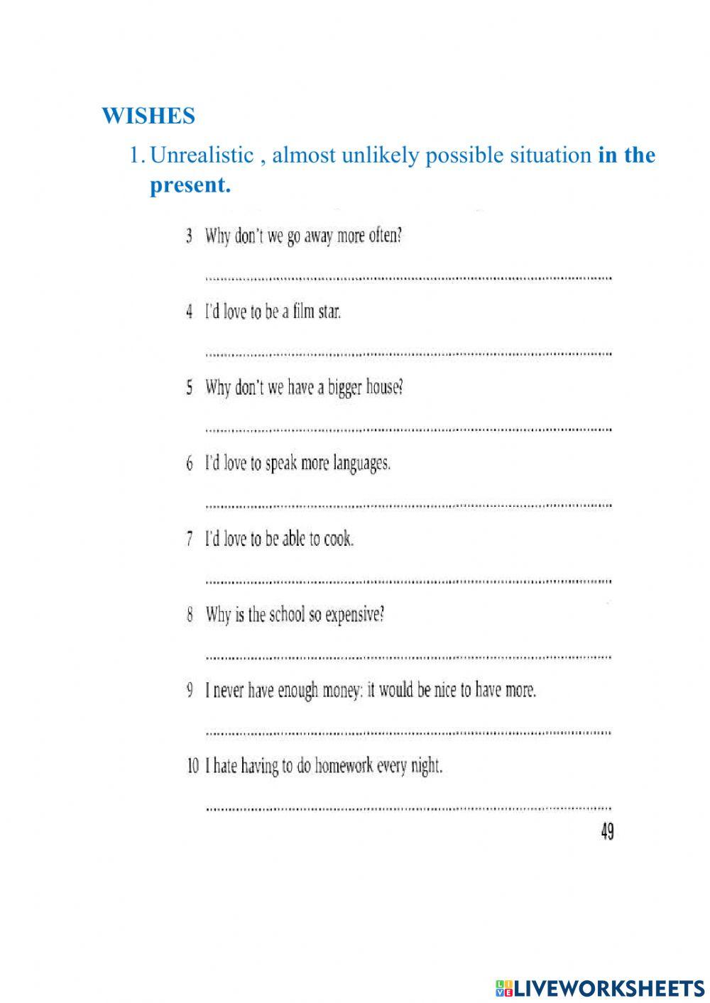 Past Perfect. Conditional Type 3. Wishes