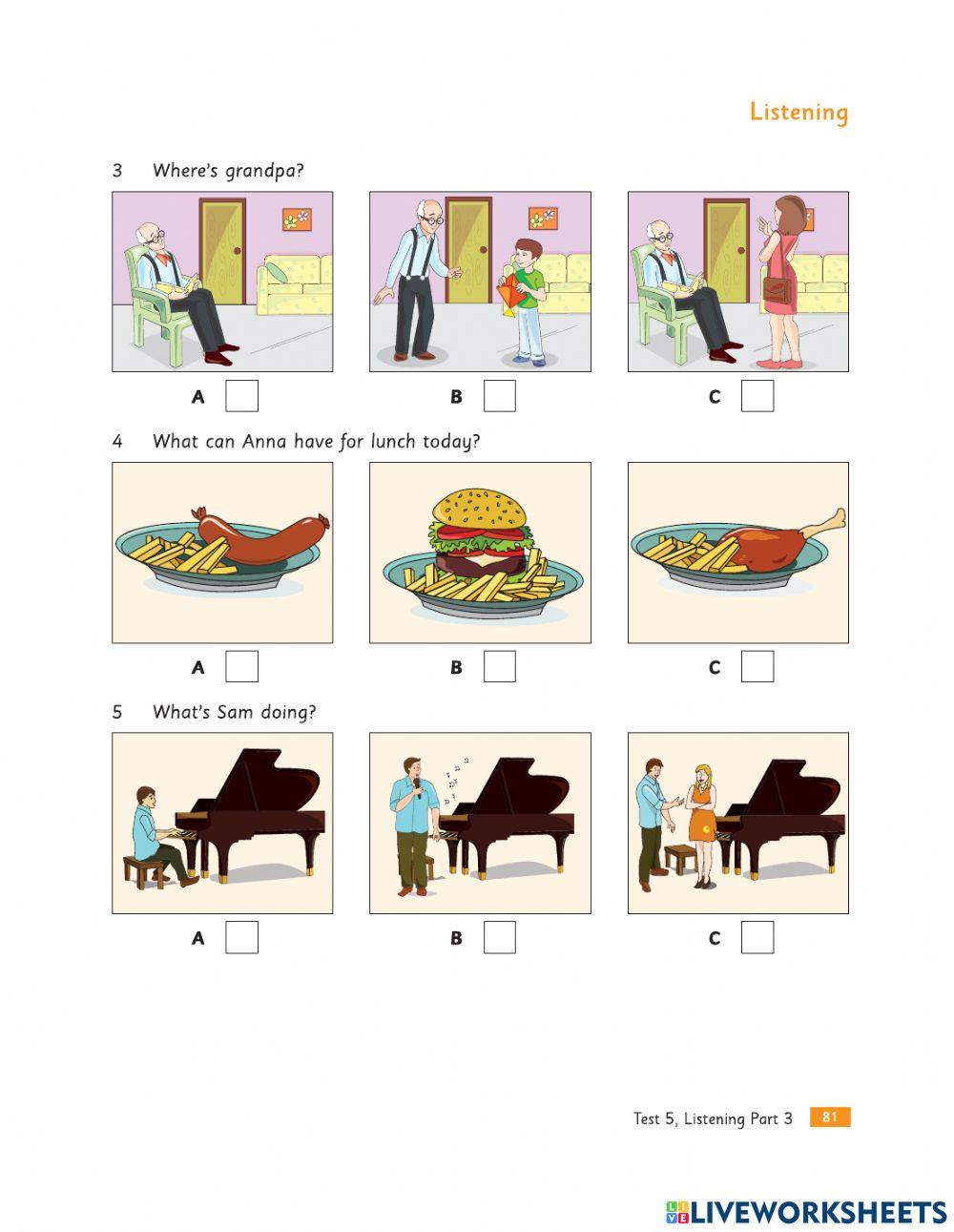 StartersPractice Test PlusTest 5 online exercise for Live Worksheets
