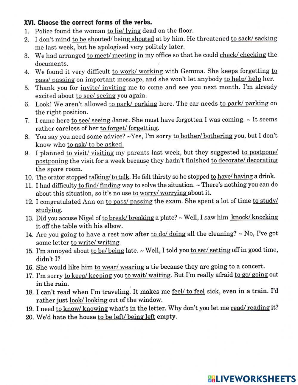 REGUND AND INFINITIVE