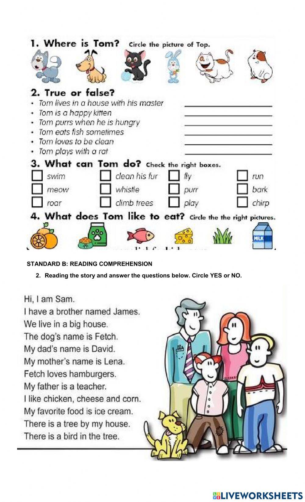 ENGLISH QUESTIONNARIE 1st GRADE