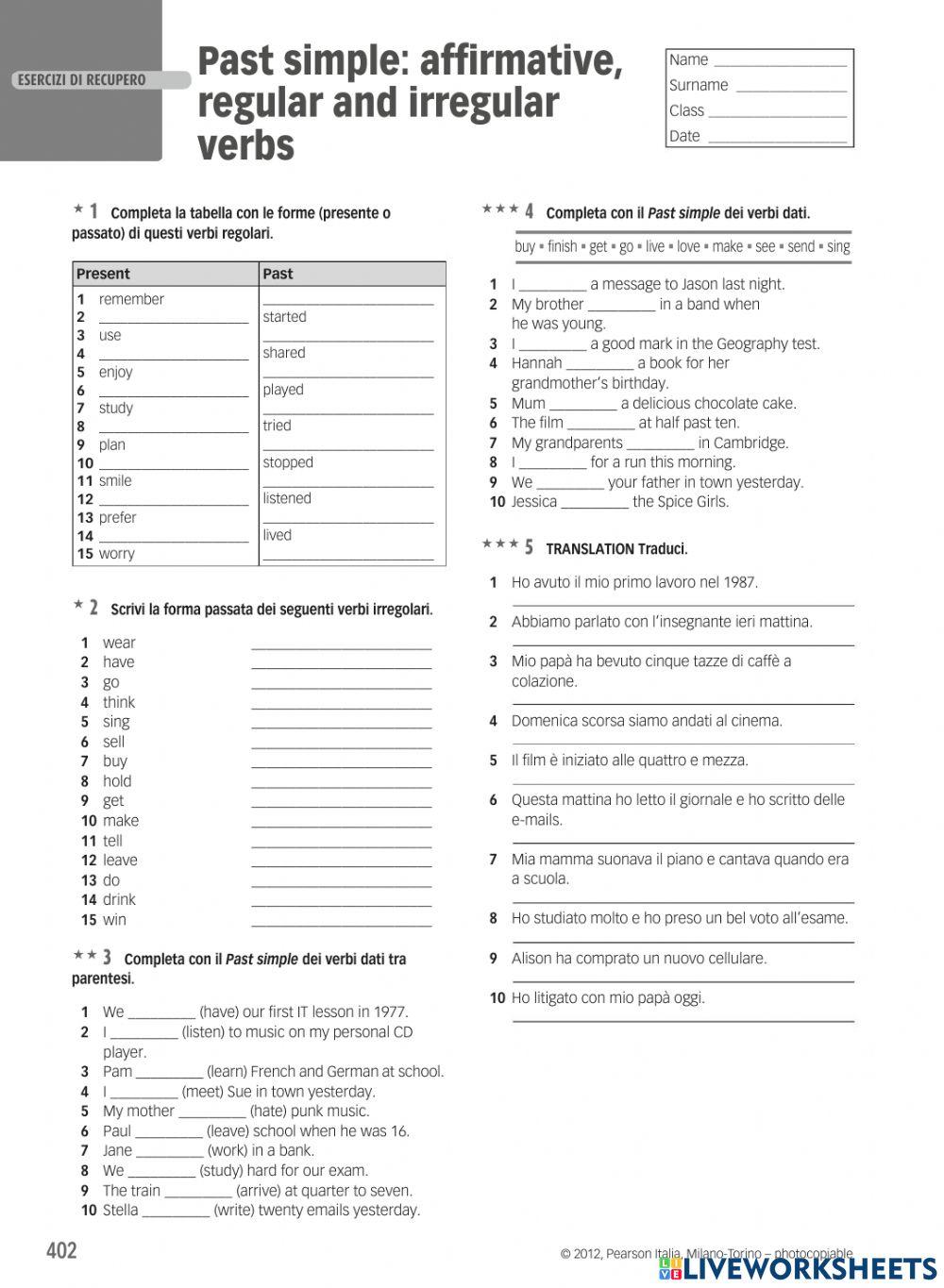 Past Simple Affirmative Form