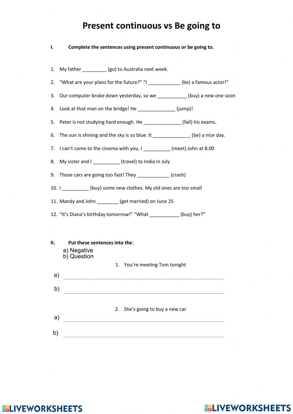 EF Pre Int U3A-3B Extra - Pres Cont vs Be going to